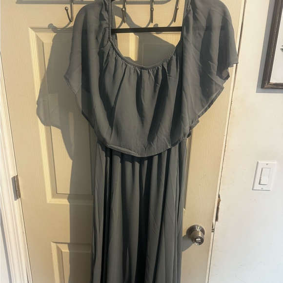 Baltic Born Sonia Off Shoulder Maxi Dress Large Dusty Blue NWT - Picture 12 of 15